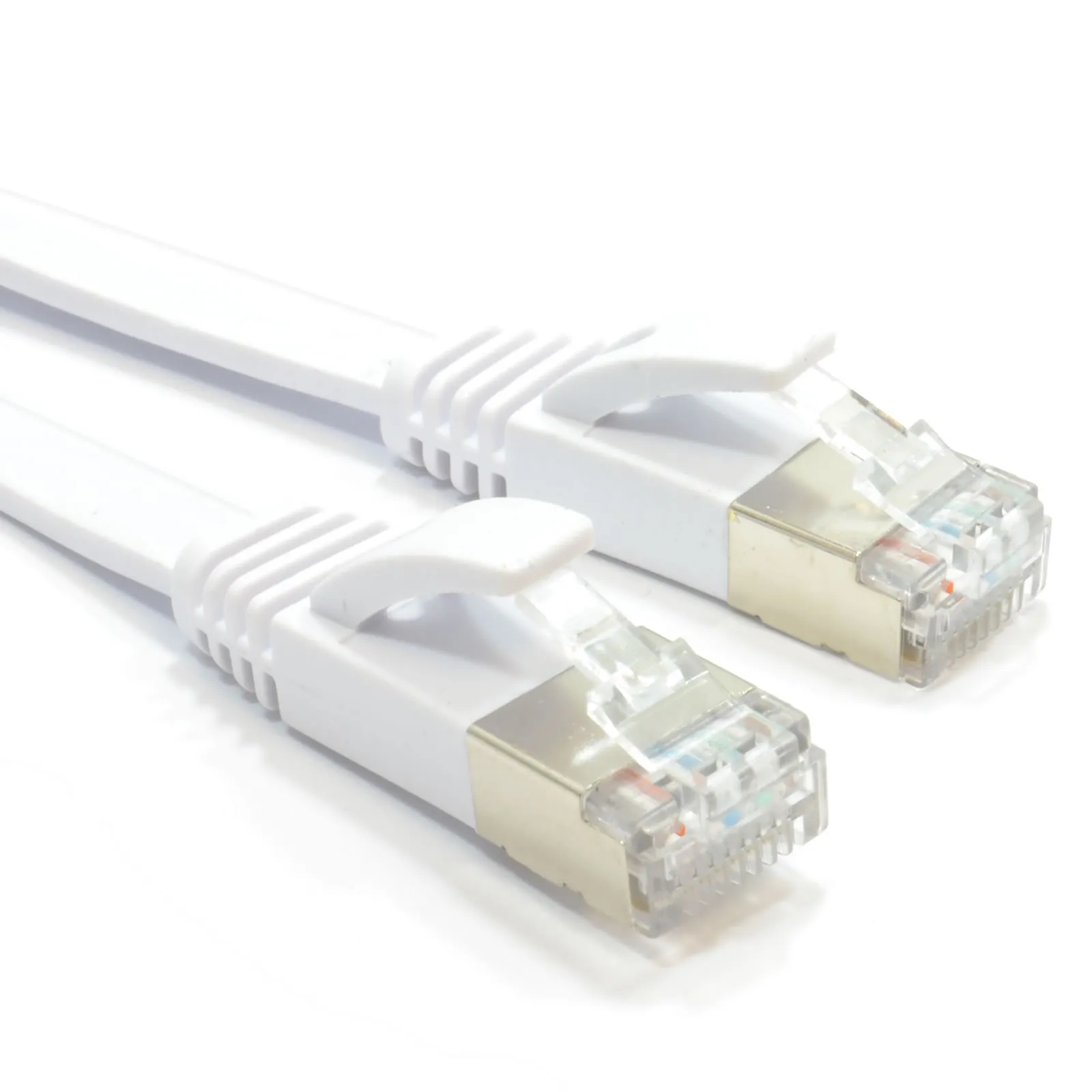 FLAT CAT6A S/STP Shielded Ethernet Cable - White & Black - Multiple Lengths