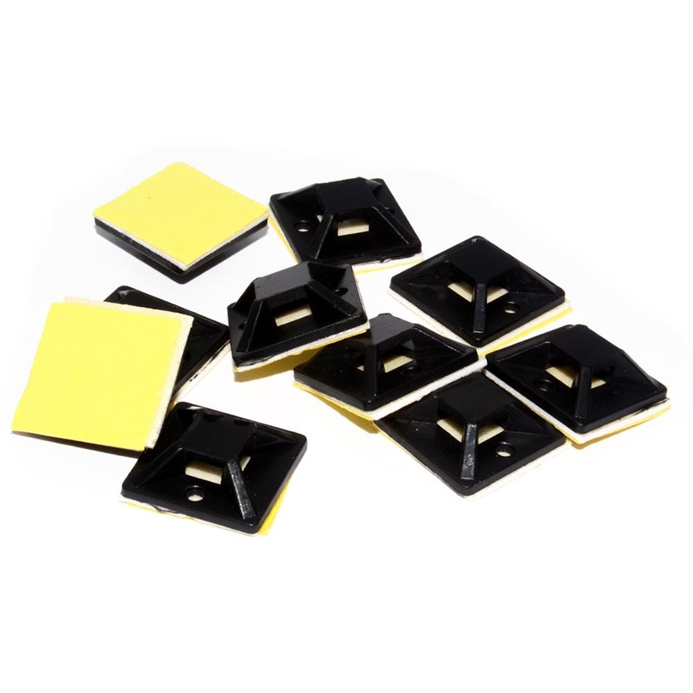 Cable Tie Bases - Self Adhesive Mounting Pads in Multiple Sizes & Colours