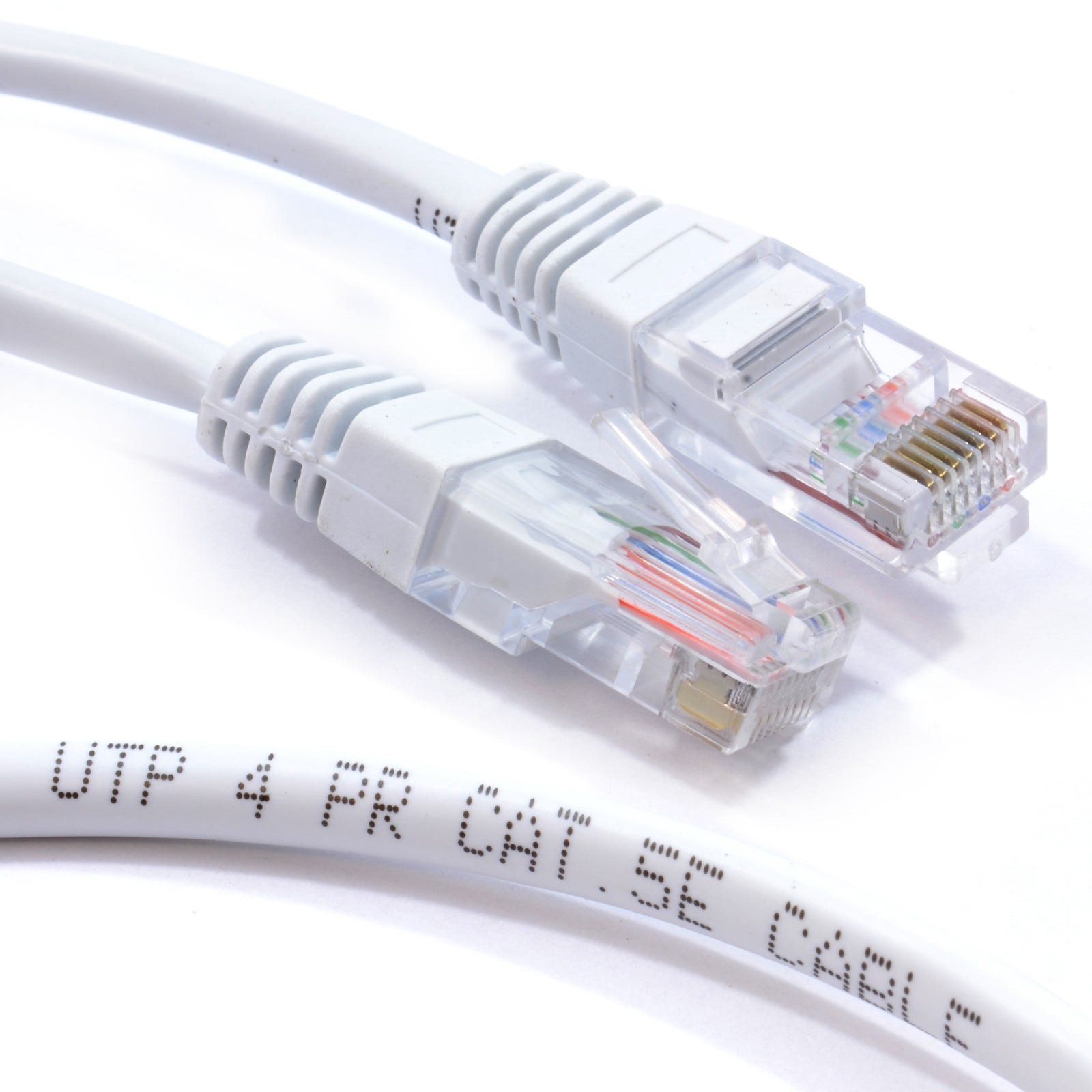 Cat5E Ethernet Network Patch Cable - White, Grey, Yellow, Green, Red - Multiple Lengths