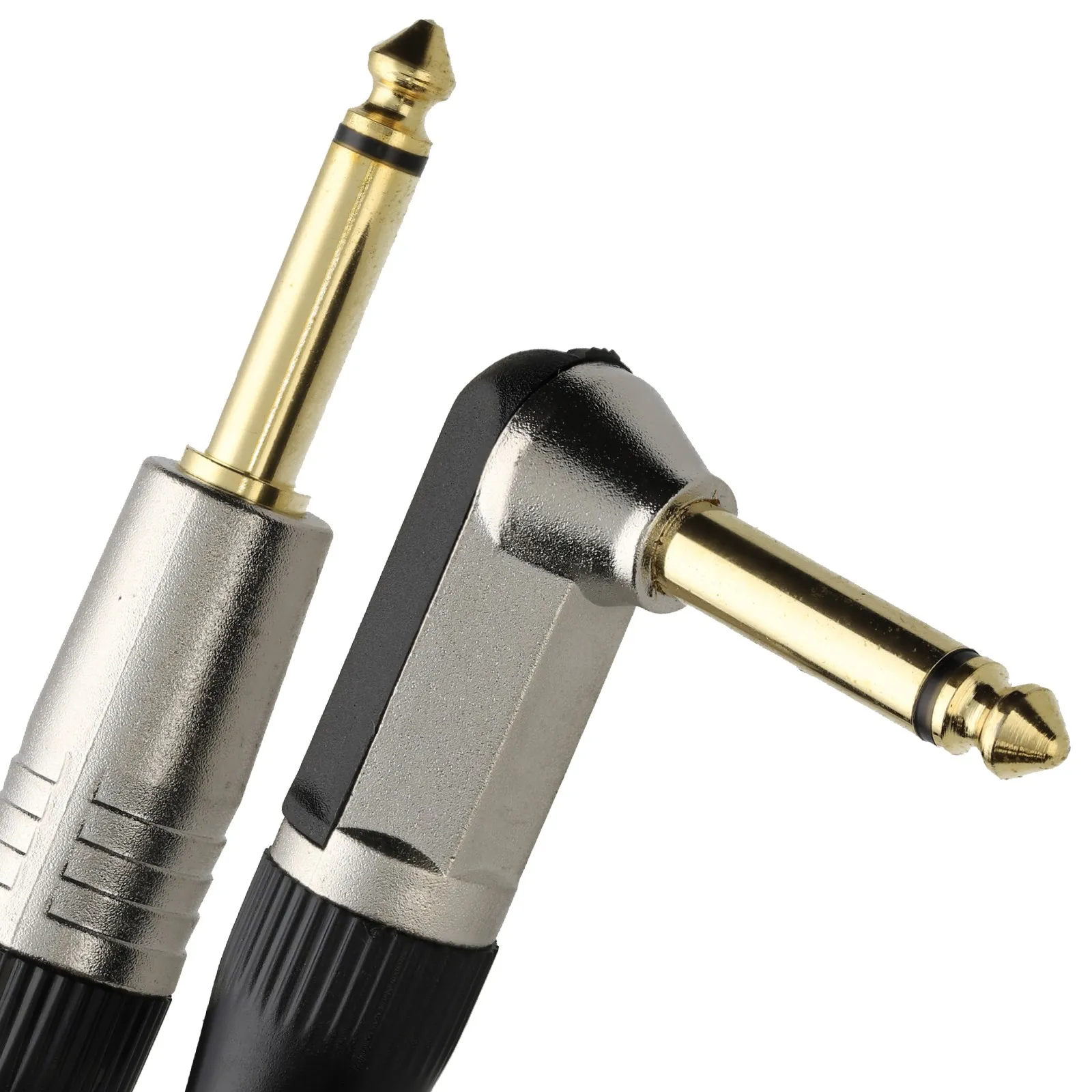 GOLD Right Angle MONO Jack 6.35mm Guitar/Amp Low Noise Cable - Multiple Lengths