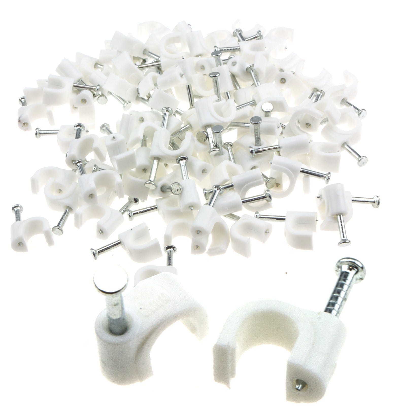 Round Cable Clips - Multiple Sizes & Colours [100 Pack]